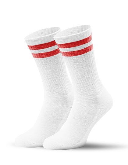 Sportive Socken Rot Gestreift Weiß